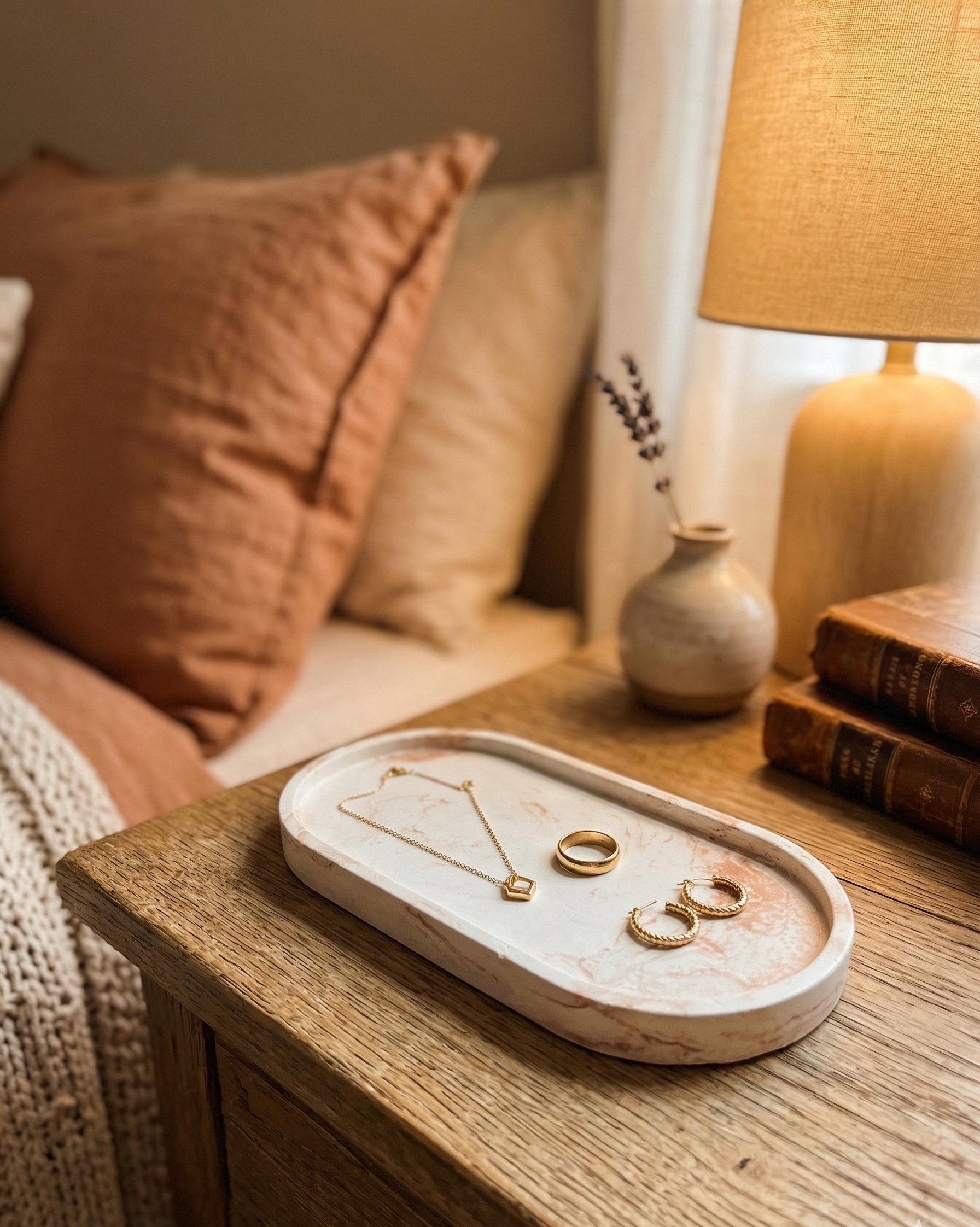 Bandeja ovalada estilo terrazo veta terracota